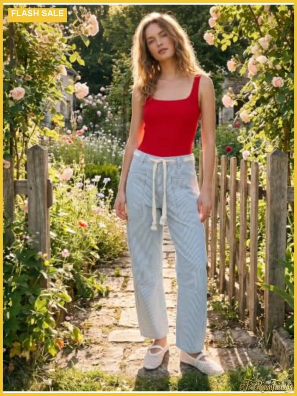 Kedera Striped Barrel Jeans Women Y2K Wide Leg Denim Pants Drawstring Sailor